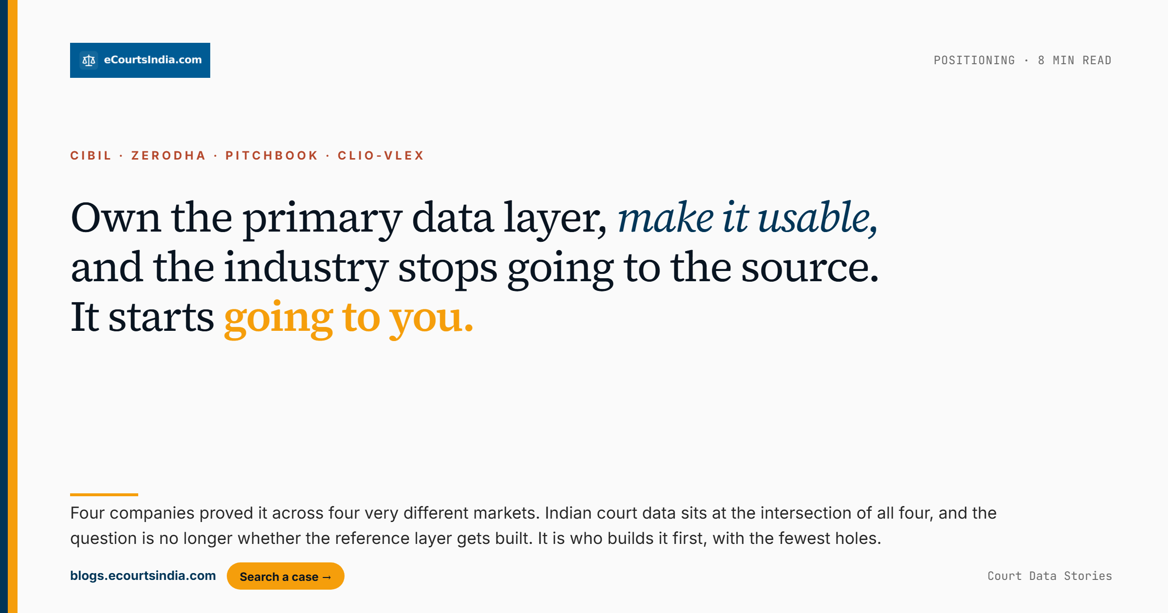 Owning the Data Layer: CIBIL, Zerodha, PitchBook, Clio